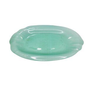 Vintage Cive art glass plater, vibrant aqua sea glass, 10.75" x 18" made in Ital